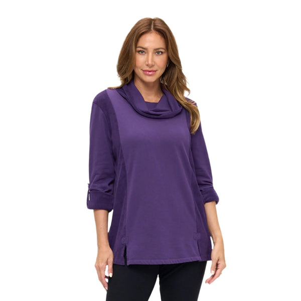 French Terry Side Contrast Tunic in Purple - TW102-PPL