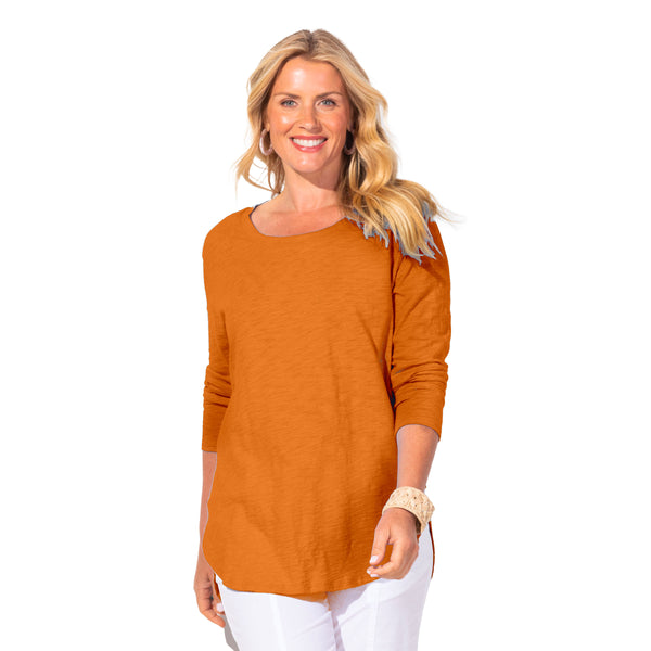 Escape by Habitat High-Low 3/4 Sleeve Top in Spice - 10004-SPC