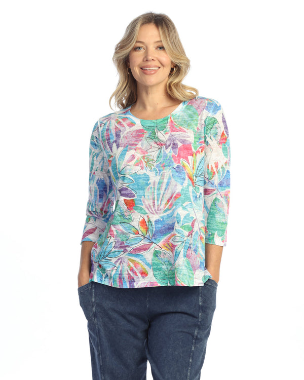 "Rio" Abstract Print Burnout Top - 44-2053