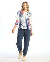 "Americana" Abstract Print Burnout Top - 44-2067