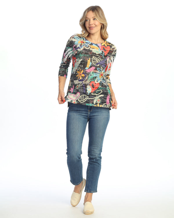 "Sanibel" Abstract Print Burnout Top - 44-2080