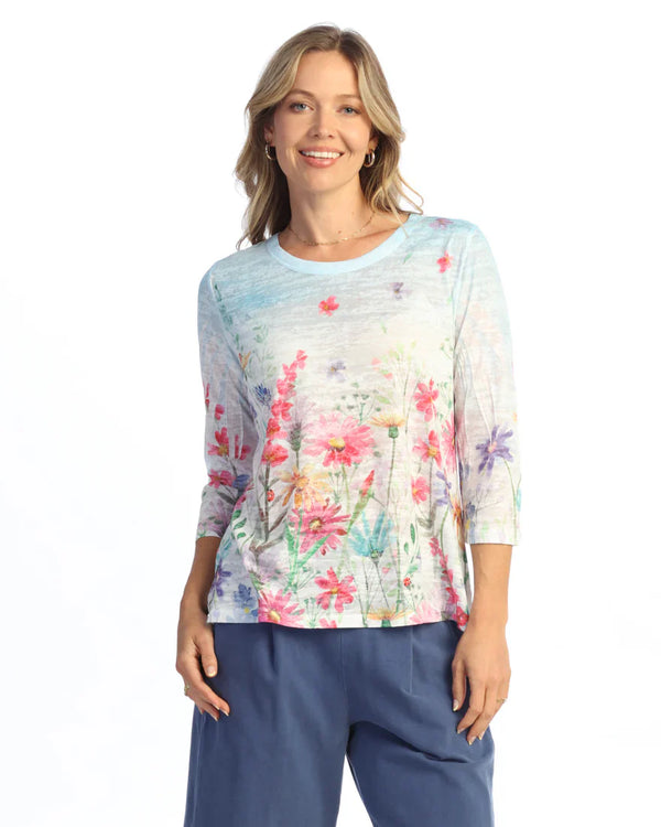 "Chorus" Abstract Print Burnout Top - 44-2175