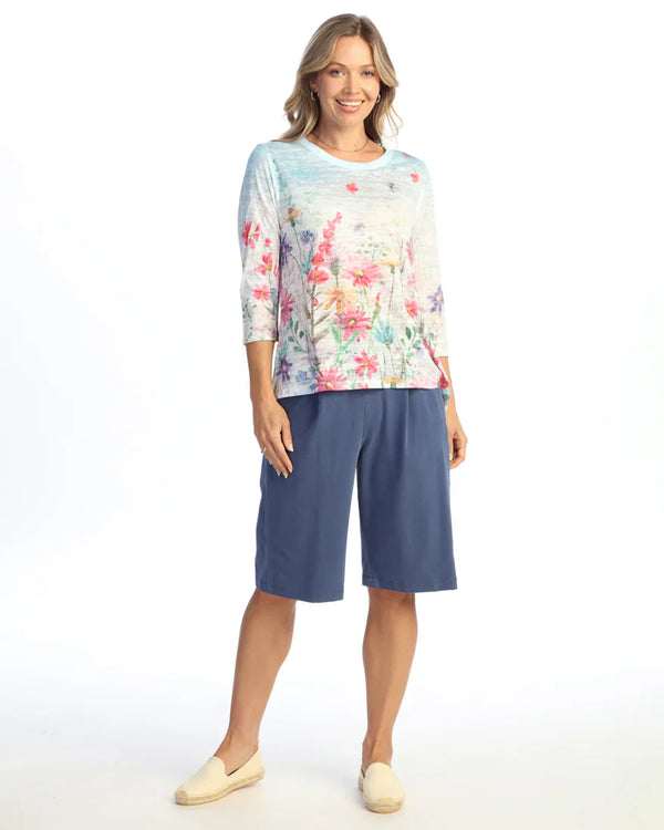 "Chorus" Abstract Print Burnout Top - 44-2175