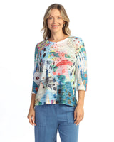 "Mod" Abstract Print Burnout Top - 44-2206