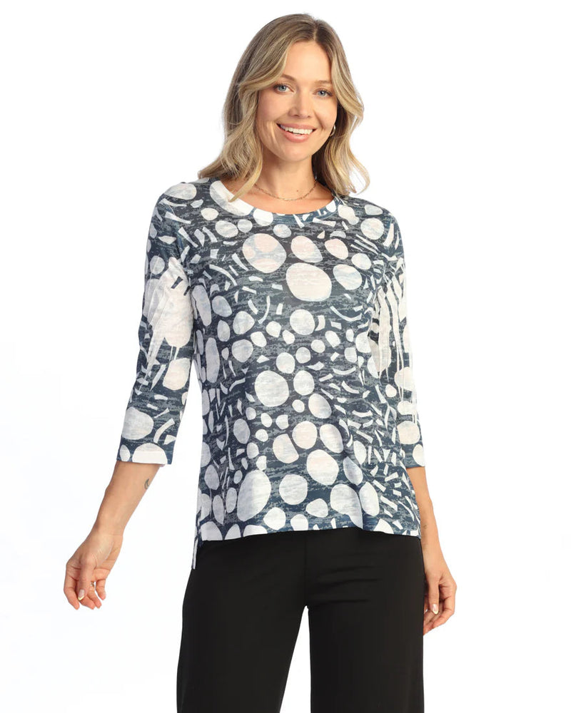 "Pebbles" Abstract Print Burnout Top - 44-2209