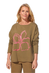 Destination Fleece Floral Outline Pullover - 44601