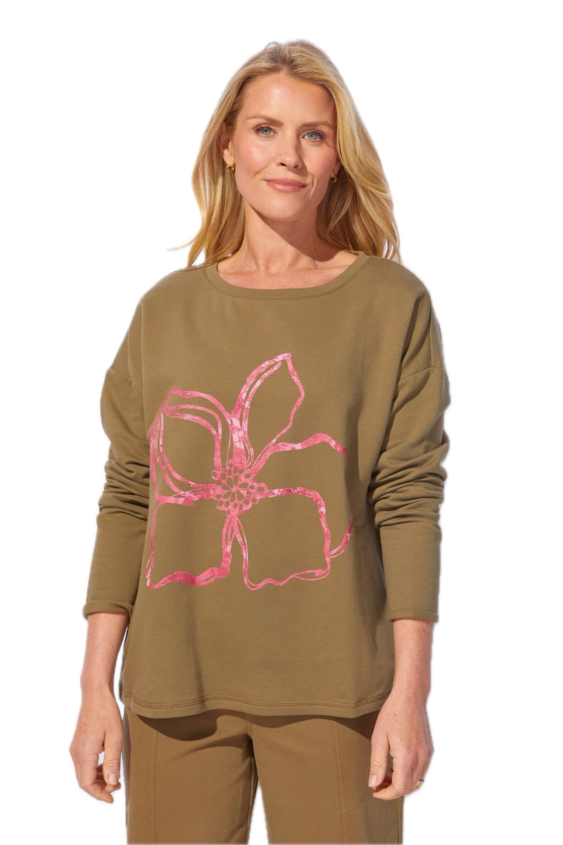 Destination Fleece Floral Outline Pullover - 44601
