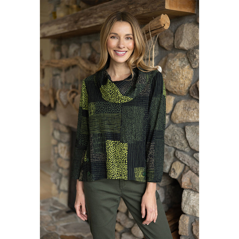 Habitat Organic Mix Cowl-Neck Pullover in Forest - 44747-FST