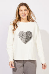 Destination Fleece Heart Pullover — pearl