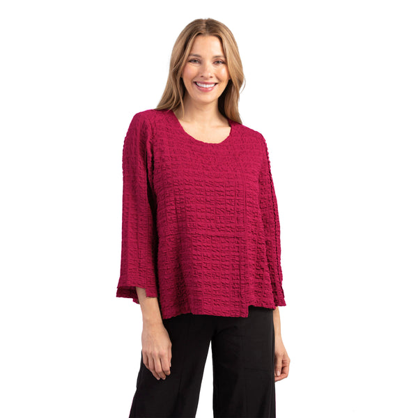 Habitat Pucker Weave Lapped Seam Pullover in Cranberry - 23700-CRB - Size S Only!