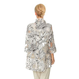 Sheer Floral Sketch Print Hi-Low Blouse/Jacket -  6136T