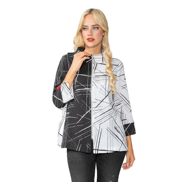 "Half & Half" Black & White Zip Front Jacket - 7034J