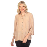 Citron Solid Caramel Silk Blend Blouse - 1213SSC