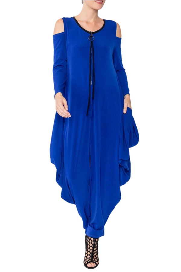 Cold Shoulder Sleeve Jumpsuit in Royal Blue - 4502JS-BLU