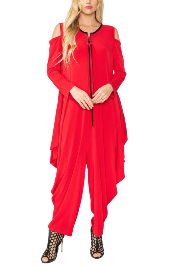 Cold Shoulder Jumpsuit in Red - 4502JS-RD