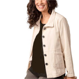 Corduroy Button Front Swing Jacket in Stone - 45112-STN