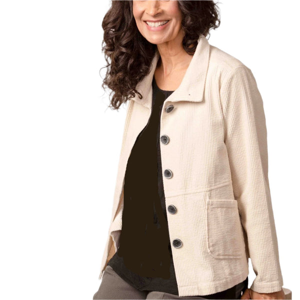 Habitat Corduroy Button Front Swing Jacket in Stone - 45112-STN