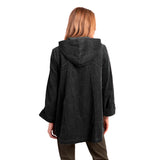 Corduroy Button Front Hooded Swing Jacket - 45123