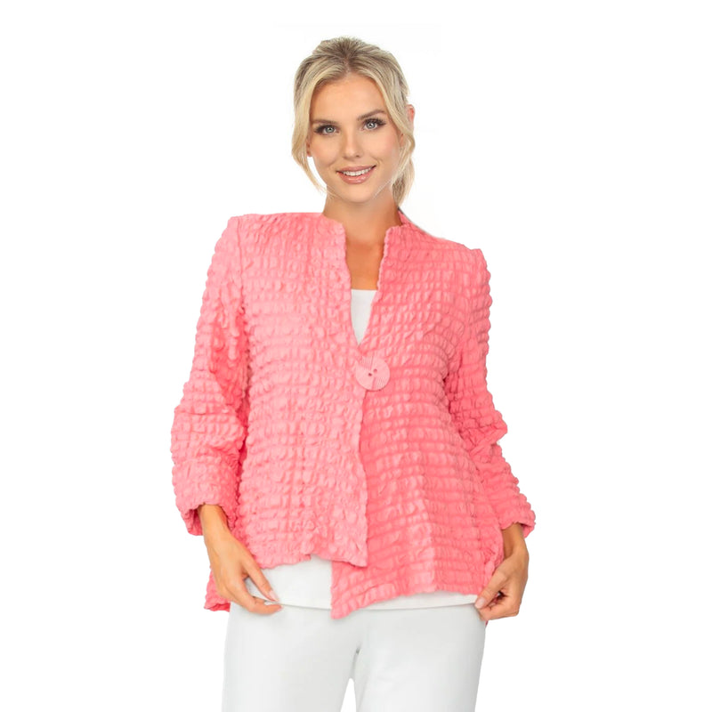 Textured Asymmetric Jacket in Rose - 4507J-ROS