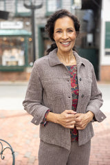 Textured Button-Front Jacket - 45411