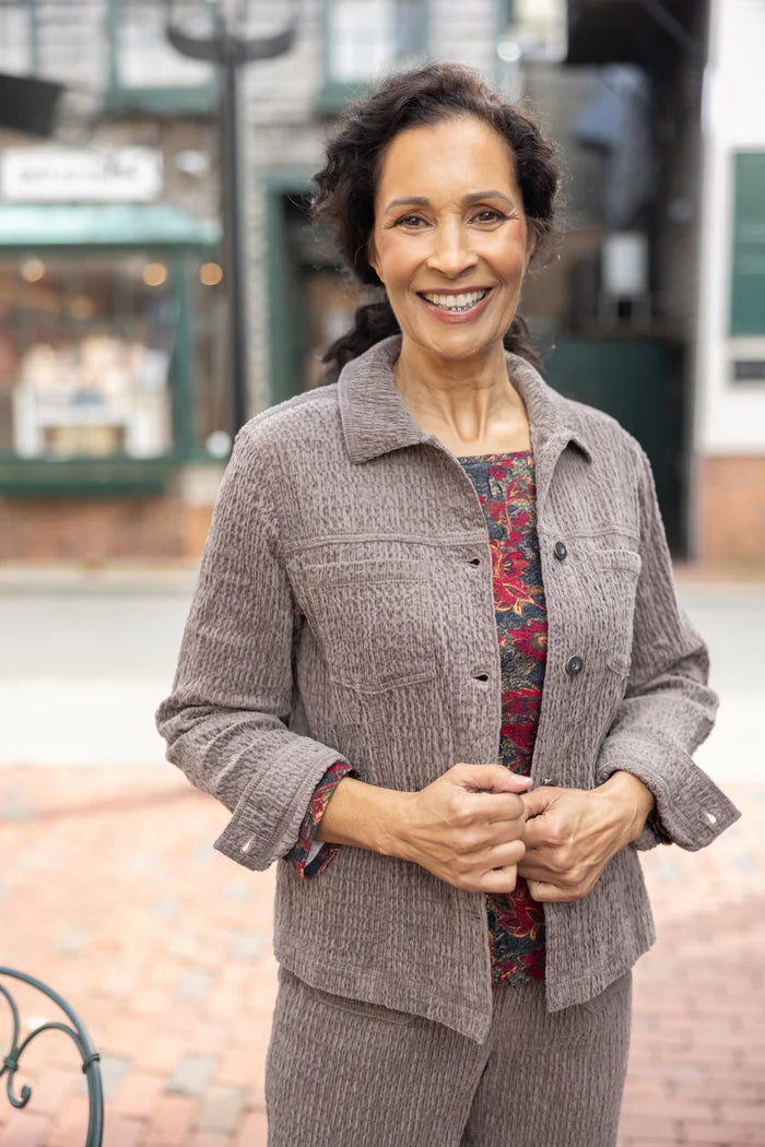 Textured Button-Front Jacket - 45411