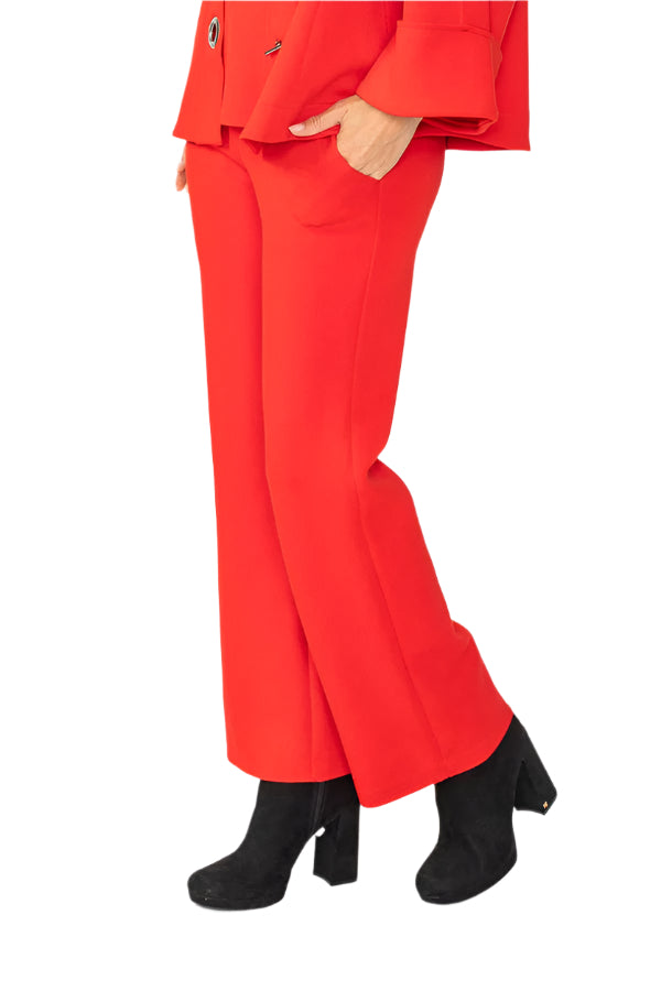IC Collection Wide Straight Leg Pant in Red - 4561P-RD