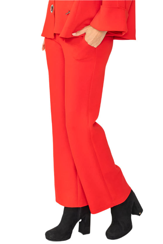 Techno-Knit Straight Leg Pant with Soft Flare in Red - 4561P-RD - Size L Only!