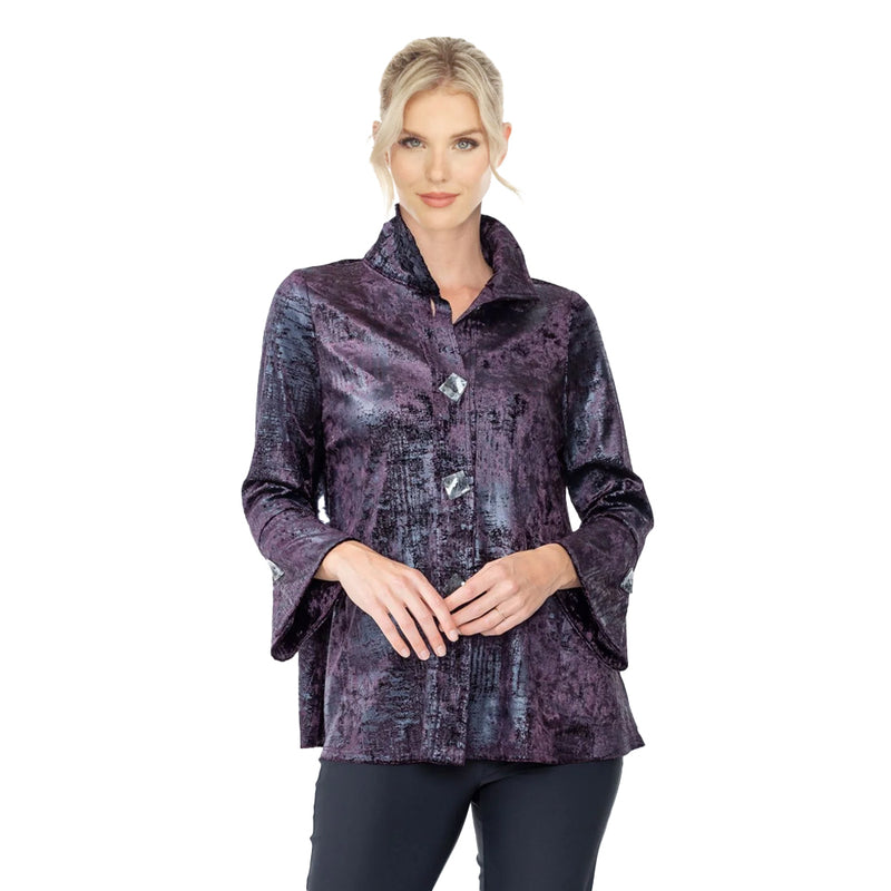 IC Collection High Collar Jacket in Purple Multi - 4591J