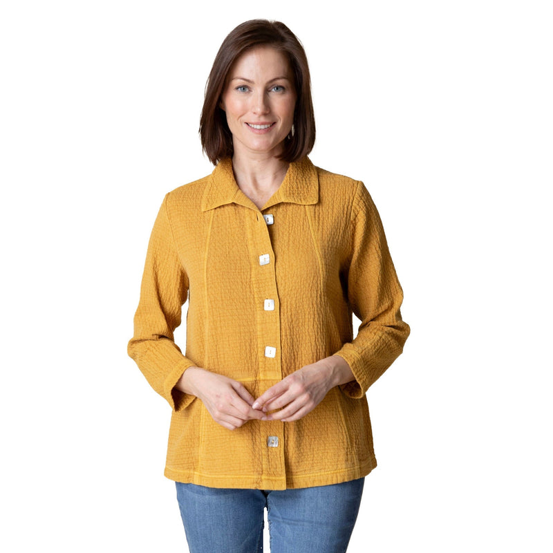 Textured Cotton Jacket in Honey - 60627HNY - Sizes L & XXL