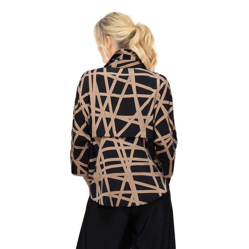 Bold Geometric-Print Blouse in Tan/Black - 7195T-TN