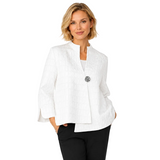 Textured One-Button Asymmetric Jacket in White - 6288J-WT