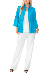 Tiered Peplum Jacket in Turquoise - 4646J-TQ