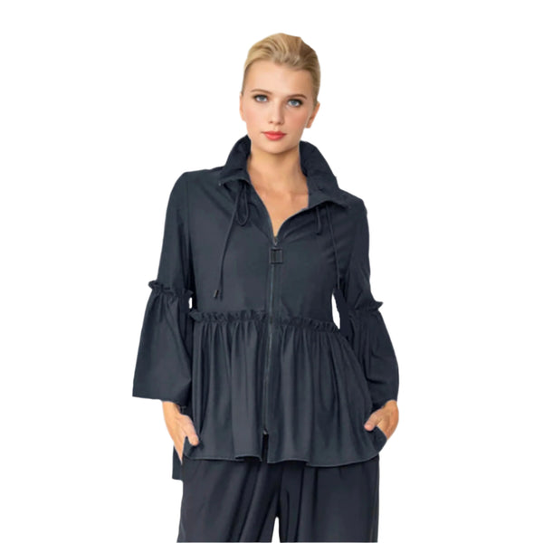 Peplum Zip-Front Jacket in Black - 4646J-BLK - Sizes S & XXL