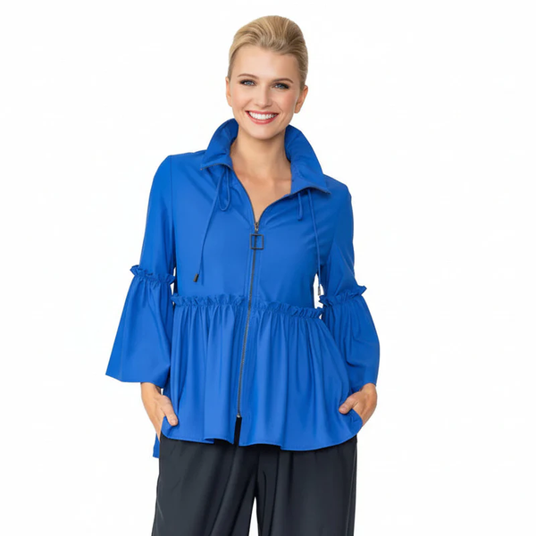 Peplum Zip-Front Jacket in Royal - 4646J-BLU