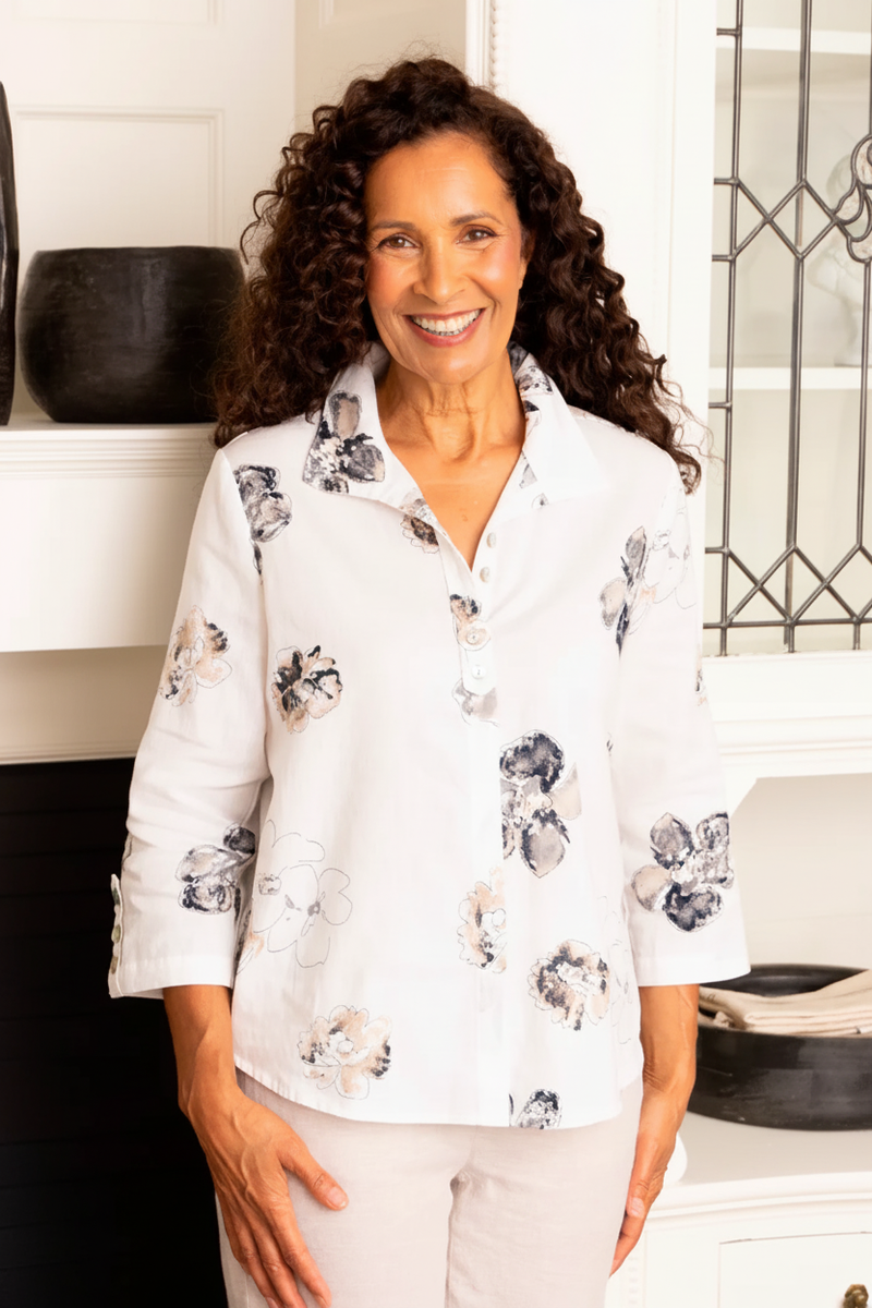 Habitat Watercolor Floral Swing Shirt - 46536
