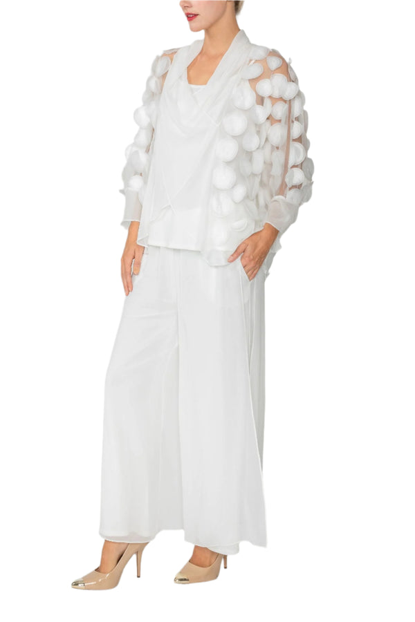 White 3D Embroidered Cross-Over Top - 4684T-WHT