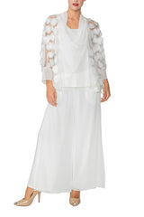 3D Circle Embroidered Mesh Cross-Over Top - 4684T-WHT