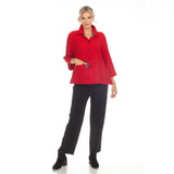 Patch Trim Shirt/Jacket in Red - 3649-RD