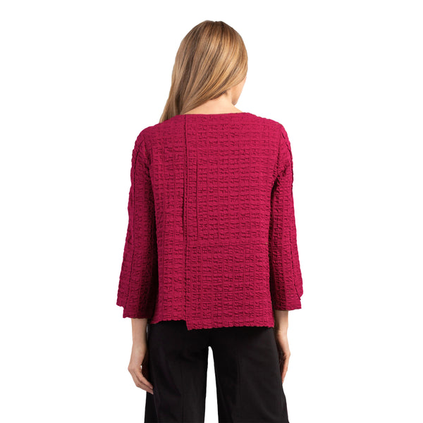 Habitat Pucker Weave Lapped Seam Pullover in Cranberry - 23700-CRB - Size S Only!
