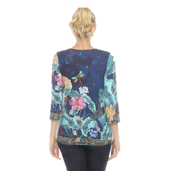 Citron "Dragonflies & Flowers" Print Border Tee - TDLT