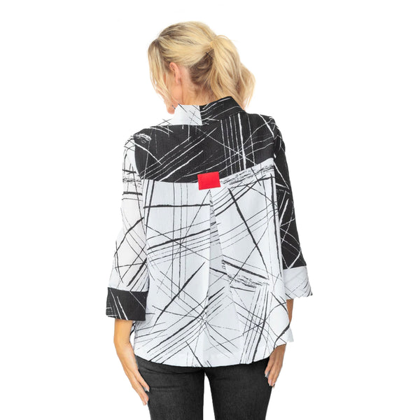 IC Collection "Pick up Stix" Black & White Zip Front Jacket - 7034J