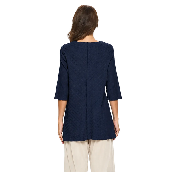 Diagonal Rib Lightweight Tunic in Navy - CS390-NVY
