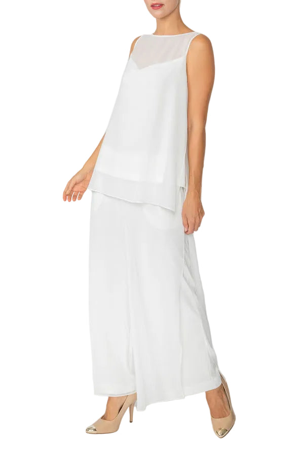 Chiffon Layered Pant in White - 4659P-WT