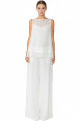 Chiffon Layered Pant in White - 4659P-WT
