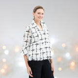 Black & White Textured Sheer Windowpane Jacket - 2424-WHT