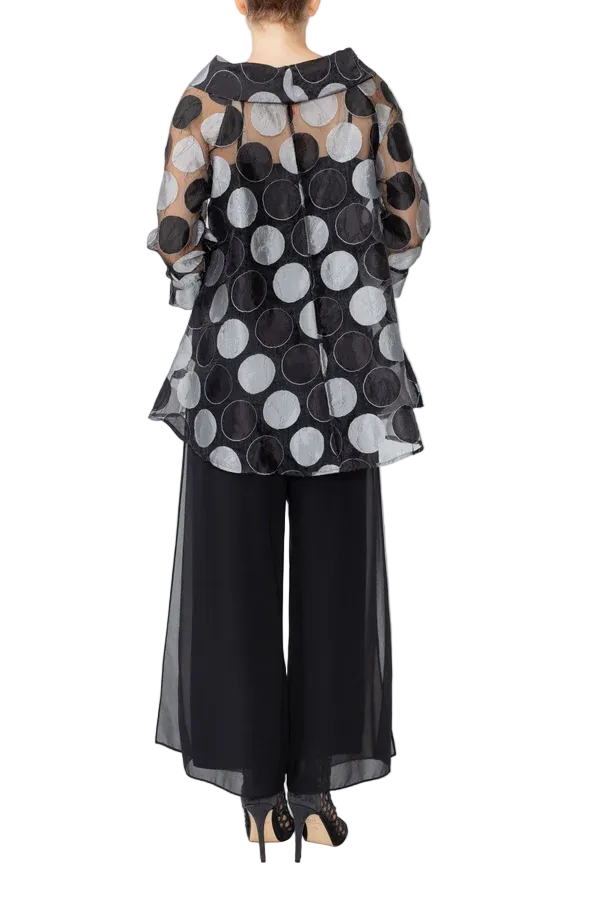 Sheer Polka-Dot High-Low Tunic Top - 7925T