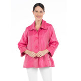 Shimmery Button Front Jacket in  Fuchsia - 4741-FS