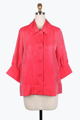 Solid Mid-Length Shimmery Jacket in Coral Red - 4741-CRD