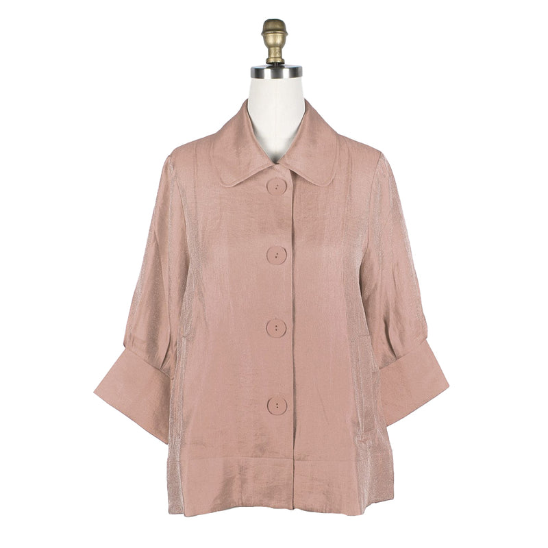 Shimmery Button Front Jacket in Rose Gold - 4741-RG