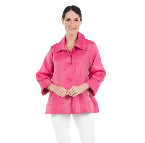 Shimmer Button Front Jacket in Fuchsia - 4741-FS